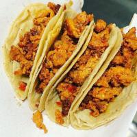 Chorizo · Four amazing Chorizo Tacos, it's a must try! All orders come with a side of fresh pico de ga...