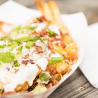Loaded Fries · Cheddar cheese, green onions, bacon, buttermilk ranch.
