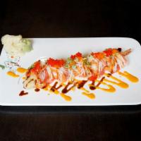 1 Japan Sashimi Roll · Inside shrimp tempura and spicy tuna, spicy salmon and spicy white tuna and topped with all ...