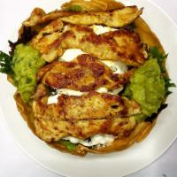 Chicken Taco Salad Bowl · Served with lettuce, tomatoes ,black beans, red onion, cilantro,sour cream, cotija cheese, a...