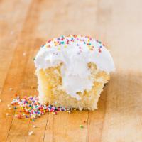 Twinkie · Vanilla cake with light whipped meringue interior and topping. Like a classic Twinky (minus ...