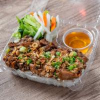 Grilled Chicken Vermicelli Noodles Lunch Box · Bun ga nuong. Chopped lettuce, mints, bean sprout, pickled daikon and carrot, and side of ho...
