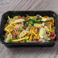 Stir-Fried Egg Noodles with Tofu and Vegetables Lunch Box · Tofu with broccoli, cauliflower, carrot, cabbage.