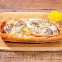 Meatball Parm Hot Sandwich on a Roll · meatballs in our own marinara sauce, toasted roll with provolone cheese, topped parm cheese ...