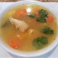 Chicken soup / sopa de pollo · Delicious homemade chicken soup with garlic onion, coriander, potato and carrot / Delicious ...