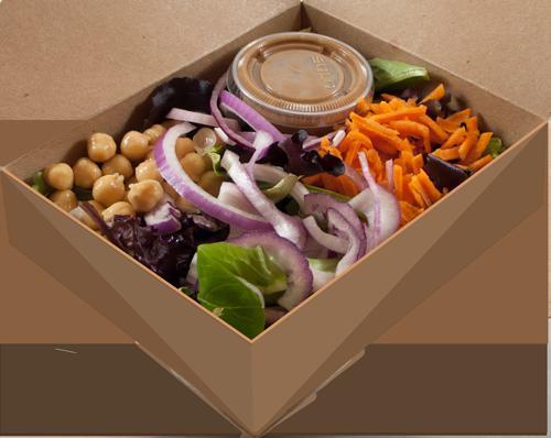 Sm- House Salad · Organic mesclun mix, chick peas, shredded carrots, and red onions