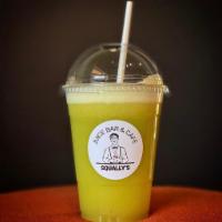 Glowing Juice · Green apple, cucumber, ginger, mint, pineapple.