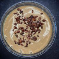 Choco Peanut Butter Shake · Peanut butter, banana, pure cacao, chocolate protein, almond milk.