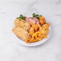 Asia Combination Plate · 6 fried shrimps. BBQ Pork. 2 Egg Rolls. 4 crab puffs