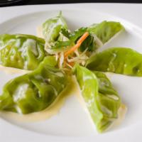 Edamame Potstickers · Steamed with cream sauce.