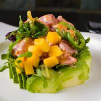 Tuna Avocado Salad · Mixed greens, avocado, tuna, spicy mayo, mango, balsamic vinaigrette.