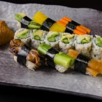 Veggie Sushi · Seven pieces of vegetables sushi and one vegetable roll. Served with soup or salad. 