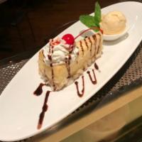 Fried Cheese Cake · With ice cream.