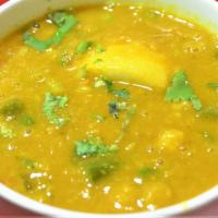 VEGETABLE SOUP · Yellow lentil and vegetable cooked with spices.