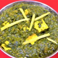 SHAAG PANNER · Cheese with fresh spinach cooked with sauces. Served with rice.