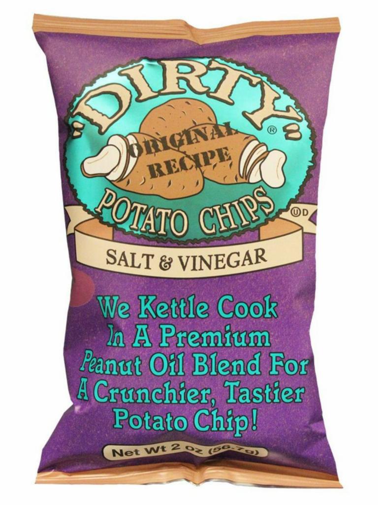 Dirty Potato Chips - Salt & Vinegar · All natural, kettle cooked chip in a premium peanut oil blend for a crunchier, tastier potato chip!
