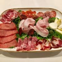 Gluten Free Super Antipasto for 2 · 8 different sorts of salami from all over Italy with cheese and olives.