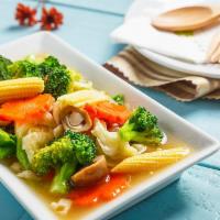 Mixed Veggies · Napa, carrot, broccoli, string beans and snow peas.