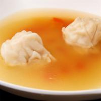 Dumpling Soup · Chicken dumplings in consommé.