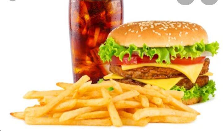 Combo 5 · Double cheeseburger, french fries, and can soda.