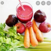 Pure Energy Juice · Carrots, spinach, beets, celery, and cucumber.