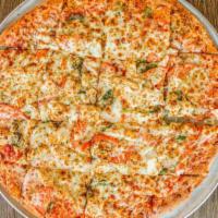 Molly’s Large · Molly’s pizza All natural ,red sauce, roasted chicken,  baby spinach, fresh roma  tomatoes, ...