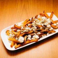 Greek Fries · homemade fries topped with feta cheese and oregano