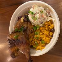 Pollo Asado Platter · 1/2 Rotisserie Chicken which has been marinated in sofrito for days before it is slow-roaste...