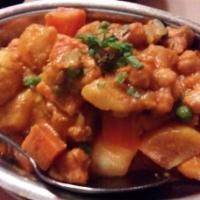 Mixed Vegetable Masala Ala Carte · Lightly spiced vegetable cooked in gravy. Served with pillaw rice, dhal and onion chutney. V...