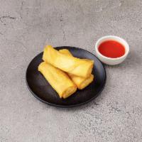 Thai Spring Rolls · 3 pieces. Crispy spring roll with mix veggie and glass noodle.