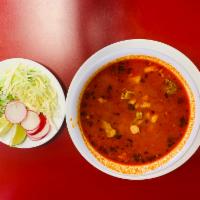 Posole · Enjoy our delicious posole with a side of chips. 