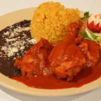 Pollo a La Mexicana · Chicken sauteed Mexican style. Served with rice, beans and tortillas. 