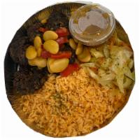 Vegan Oxtail Meal Platter · Large vegan oxtail meal. Vegan oxtail stew with butter beans in a Jamaican styled sauce acco...