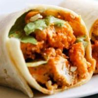 Buffalo Chicken Wrap · With spicy Buffalo chicken tenders, lettuce, and tomato.