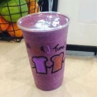 PB&J Smoothie · Water or unsweetened almond milk blended with blueberries, strawberries, peanut butter and R...