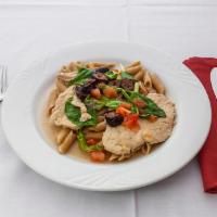 Chicken Fioree De Luna · Grilled chicken breast sauteed with figs, fresh tomatoes and spinach in a garlic white wine ...
