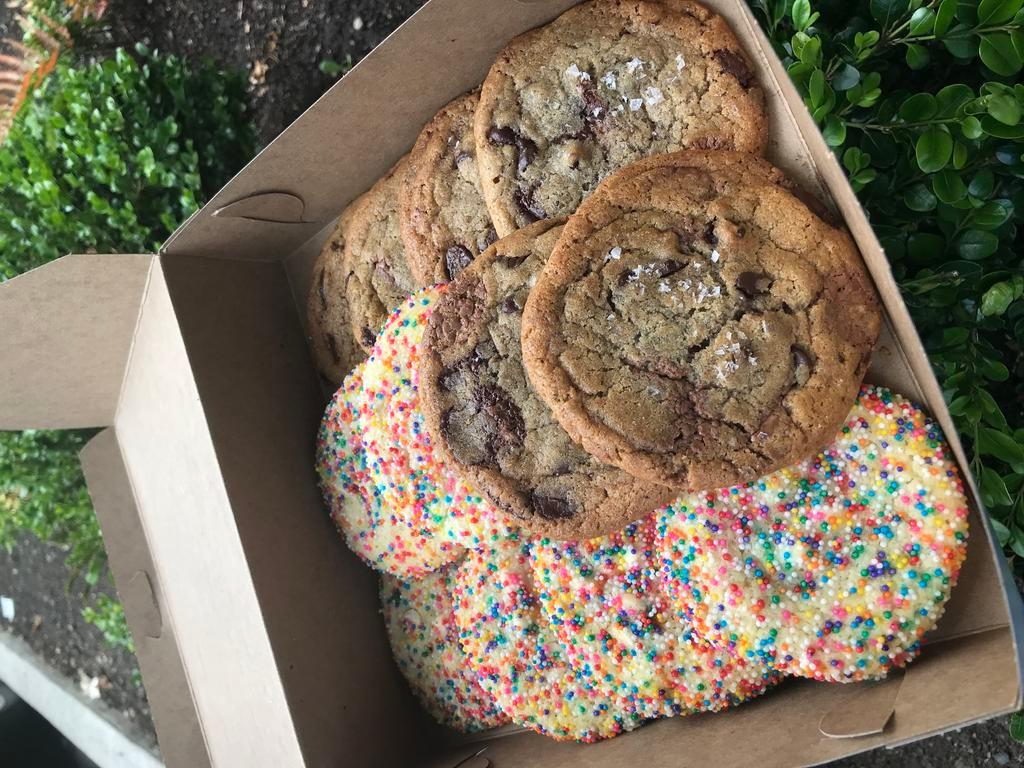 Chocolate Chip and Birthday Cake Full Dozen · Our two top flavors! This box includes six each of:

Brown Butter Triple Chocolate Chunk
Birthday Cake