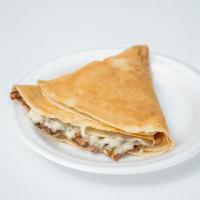 9. Philly Steak Crepe · Philly steak, grilled onions, grilled green pepper, grilled mushrooms, melted Swiss cheese, ...
