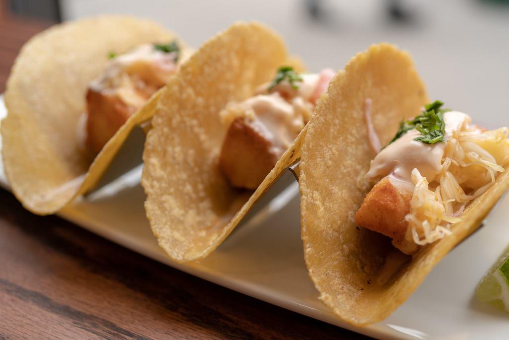 Grilled Fish Tacos · fresh cod, honey chipotle, pico di gallo