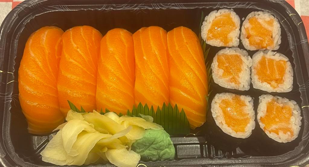 Salmon Lover Entree · Raw. 5 pieces of salmon sushi and 1 salmon  roll.