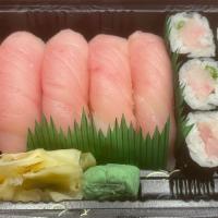 Yellowtail Lover Entree · Raw. 5 pieces of yellowtail sushi and yellowtail roll.