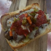 Italian Beef & Sausage Combo · Sliced Italian Beef & Mild Italian Sausage on French Bread.  Your Choice of Toppings.