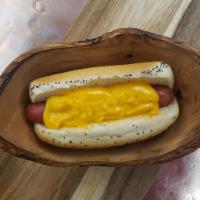 Cheese Dog · All Beef Hot Dog (Chicago Red Hot) with Cheddar Cheese Sauce on Poppy Seed Bun. Your Choice ...
