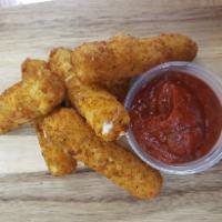 Mozzarella Sticks · Six Mozzarella Sticks with a side of Marinara Sauce.