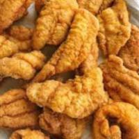 TRAP'N CAT NUGGETS & SIDE SALAD · ENJOY OUR FRIED CAT NUGGS AND OUR SIDE SALAD MADE WITH SPRING MIXED LETTUCE,ONIONS,BELL PEPP...