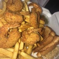 Shrimp Basket · Includes fries, Texas toast, pickles, peppers and Bulleez tartar sauce.

Make it a combo - a...