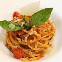 Spaghetti al Pomodoro San Marzano Pasta  · Spaghetti with san marzano tomato sauce, garlic, basil, and olive oil.