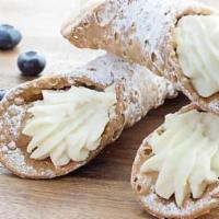 Cannoli   · A crunchy cannoli shell filled with ricotta and chocolate chips. Large cannolis are topped w...