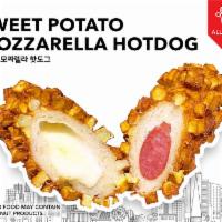 Sweet Potato Mozzarella Hotdog · A fantastic combination of sweet potatoes and half Mozzarella cheese half beef sausage. 