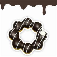 Chocolate Donut · Dark chocolate topping glazed mochi donut.